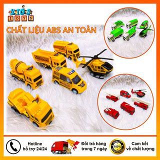 Xe đồ chơi cho bé, Bộ 6 xe mô hình bánh đà, chất liệu nhựa ABS an toàn cho bé.