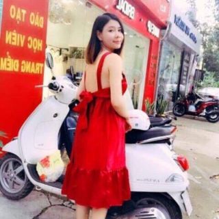 Đầm phi lụa buộc nơ