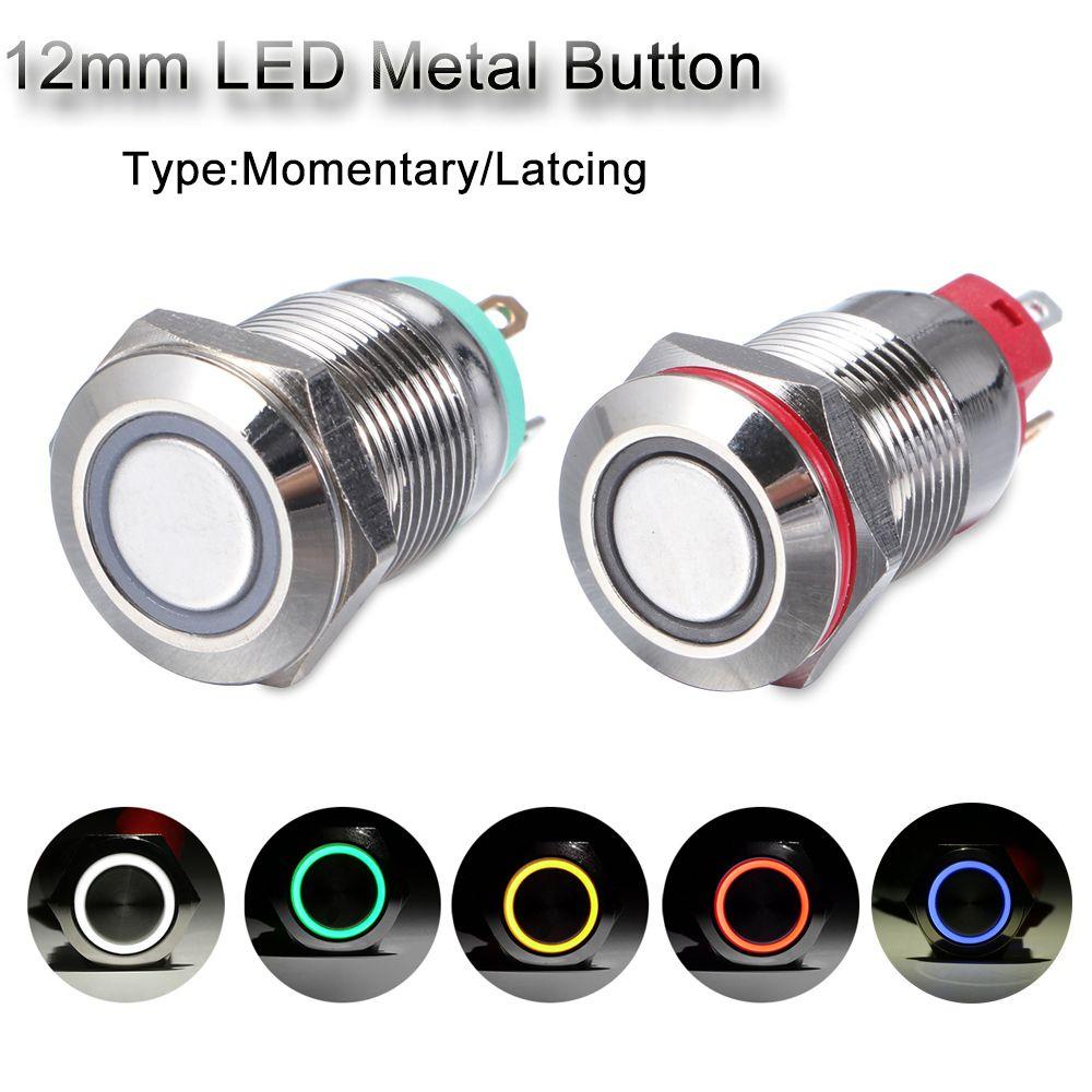 1 Công Tắc Nút Kim Loại Mới 3V 5V 9V 12V 24V 110V 220V ON / OFF