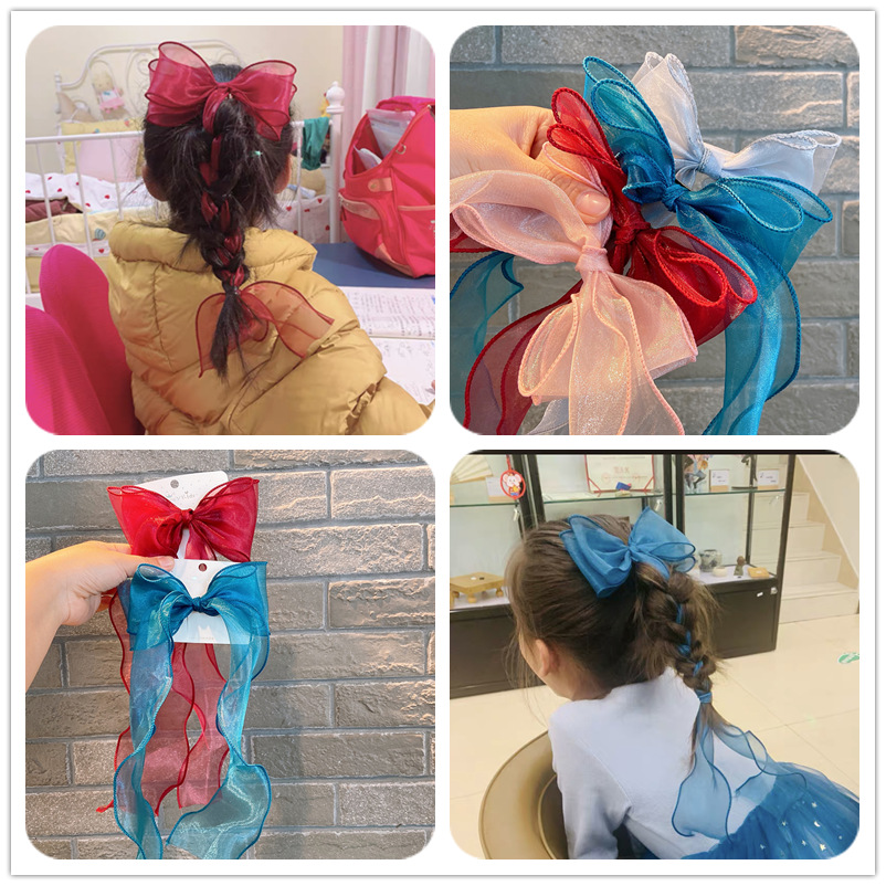 Kẹp Tóc Hình Nơ Phối Tua Rua Cho Bé Gái