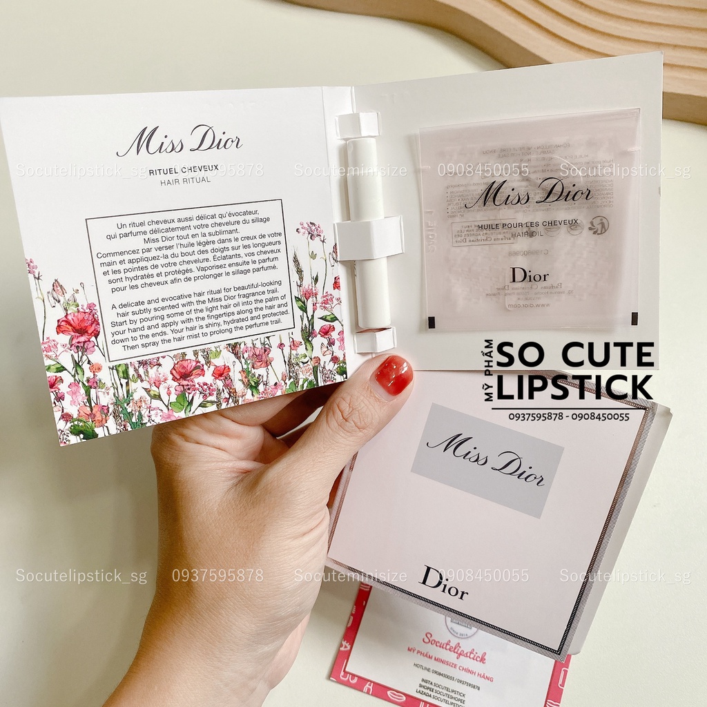 Sample Nước Hoa Tóc + Dầu Dưỡng Tóc Miss Diior Fresh Rose Oil (2x1.5ml)