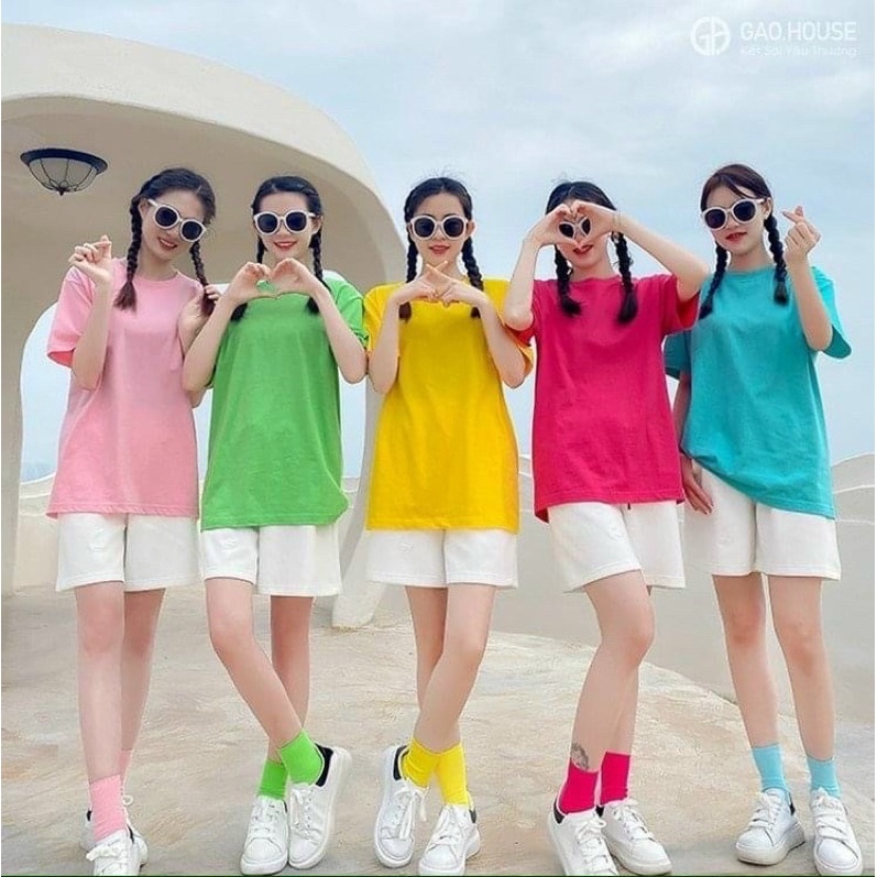Áo phông suông trơn nhiều màu đồng phục nhóm, công ty, gia đình hàng đẹp