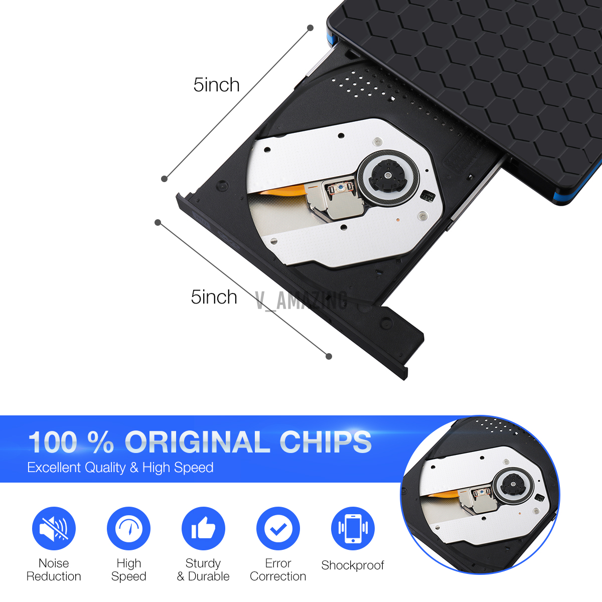 External Type-C DVD Drive Slim USB 3.0 DVD/CD Re-Writer Burner Reader RW Drive