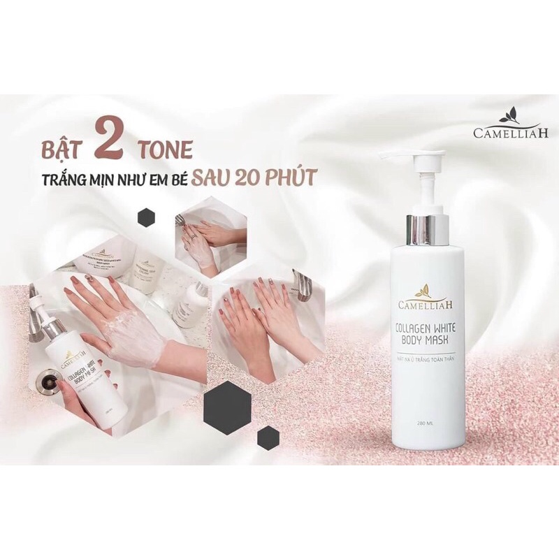 ⚡CHÍNH HÃNG⚡ MẶT NẠ Ủ TRẮNG TOÀN THÂN COLLAGEN WHITE BODY MASK CAMELLIAH 280ml