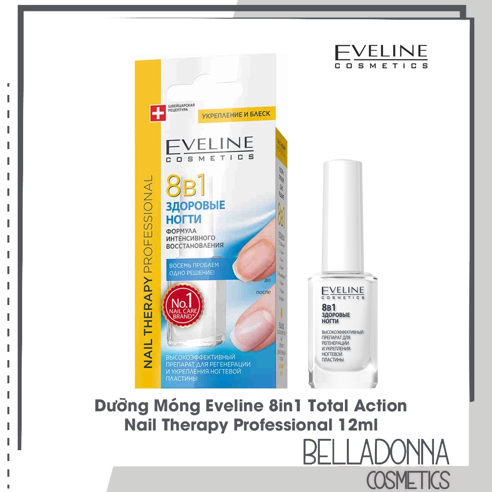 Dưỡng Móng Eveline 8in1 Total Action Nail Therapy Professional 12ml