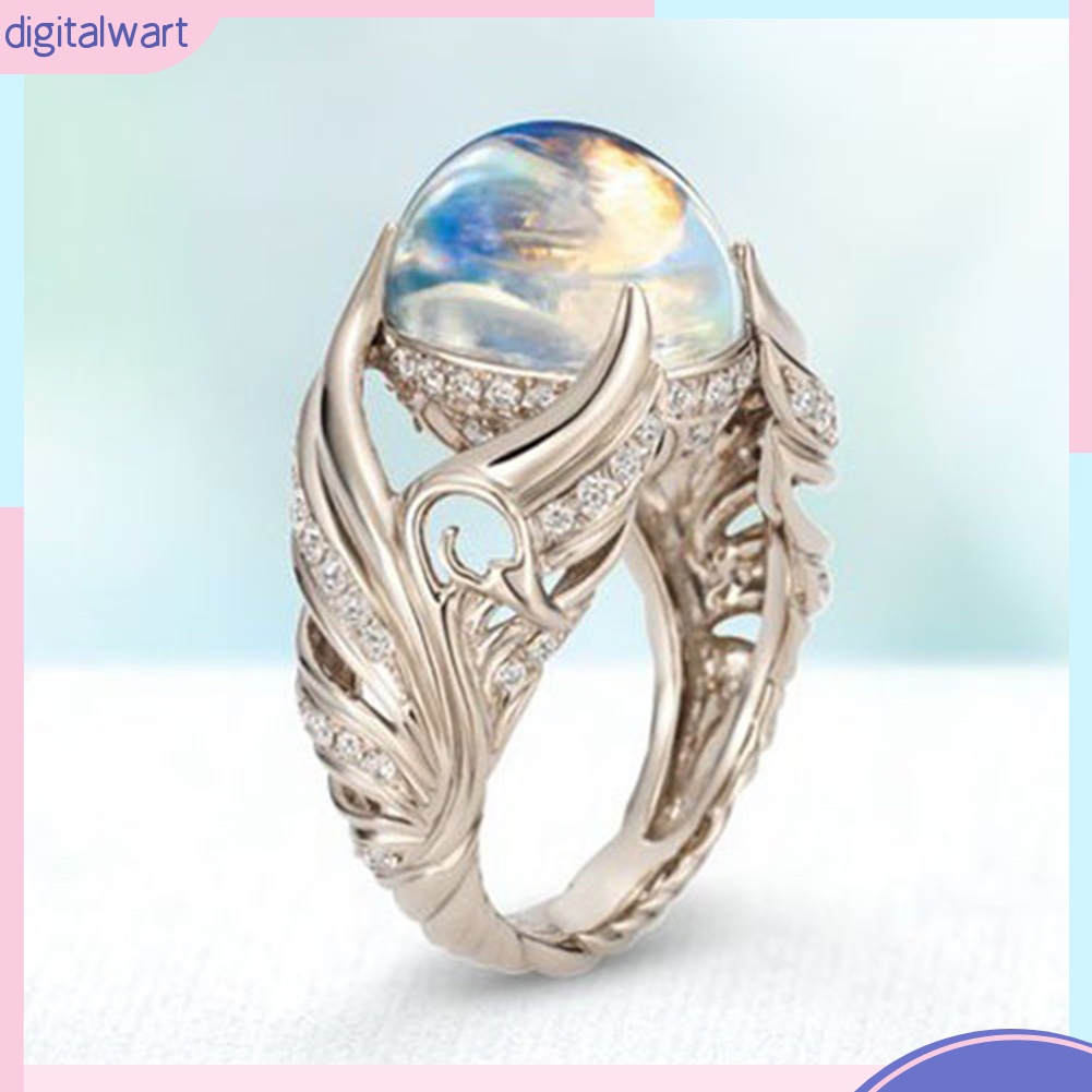 Nhẫn Đính Đá Mặt Trăng Nhân Tạo Thời Trang Dành Cho Nữ