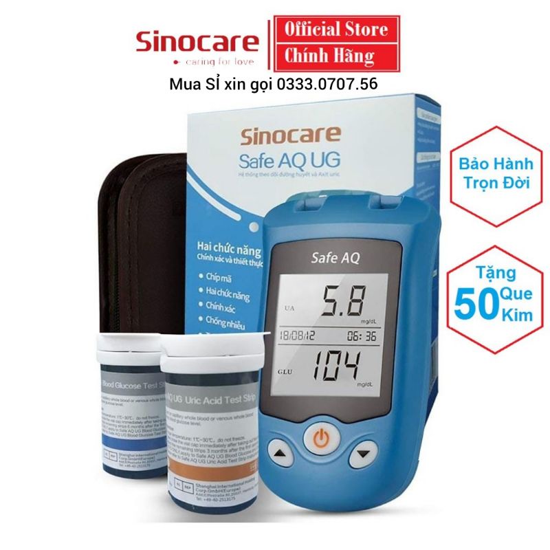 Máy đo axit uric (GOUT) AQUG sinocare, tặng 50 que thử và 50 kim lấy máu
