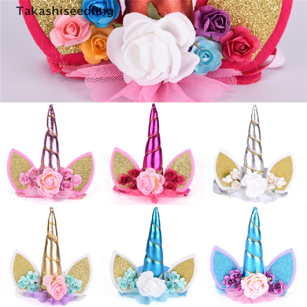 1 Cài Tóc Hình Sừng Kỳ Lân Đính Kim Tuyến Lấp Lánh Cho Bé