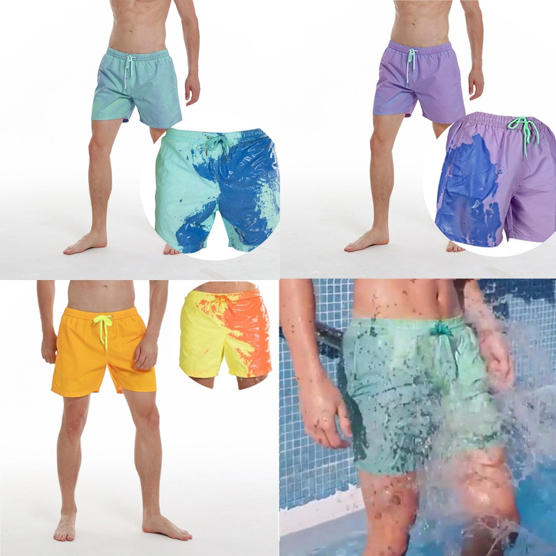 Quần Short Thể Thao Rút Dây Mau Khô Thay Đổi Màu Sắc Theo Nhiệt Độ Thời Trang Mùa Hè Cho Nam Size S-3