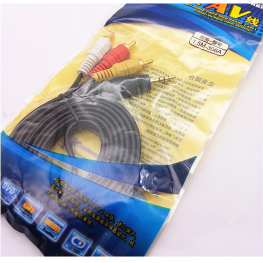 Dây cáp AV chuyển đổi 1 đầu Audio 3.5mm ra 3 đầu RCA đực hoa sen