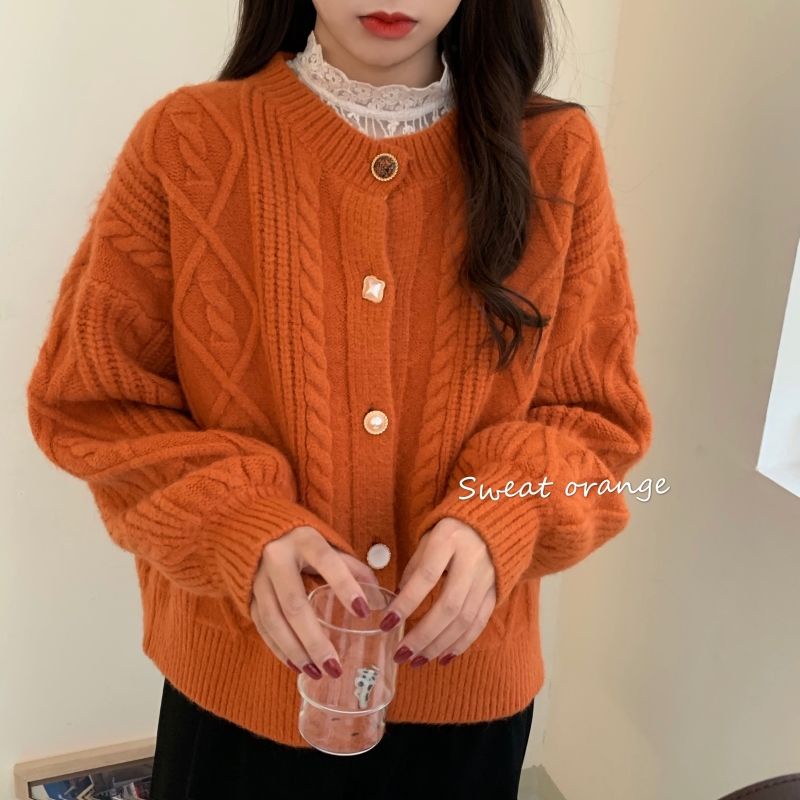 Áo Khoác Cardigan Dệt Kim Màu Xanh Dương Phong Cách Hàn Quốc Thanh Lịch Thời Trang Xuân Thu Cho Nữ
