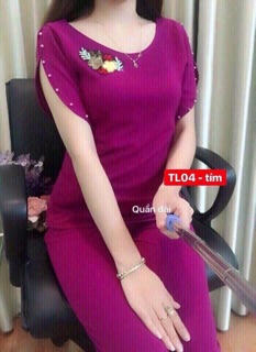 Đồ bộ thun cát hàn tay xẻ nút
