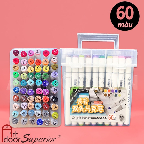 [ARTDOOR] Bộ bút marker TOUCH SOFT HEAD 60 màu (hộp nhựa)