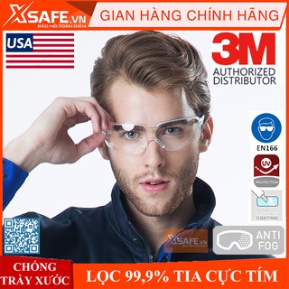 Kính bảo hộ 3M V34 Kính chống bụi chống tia UV, bám hơi nước, chống trầy xước, dùng lao động, đi xe máy (màu trắng)