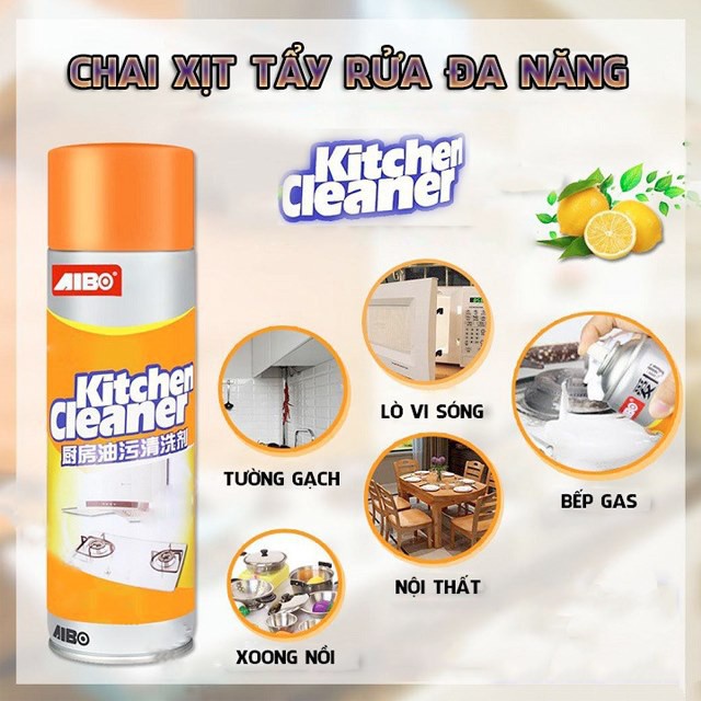 Bình xịt vệ sinh bếp bọt tuyết bình tẩy rửa đa năng siêu sạch Kitchen Clear dung tích 500ml - chai vàng cực mạnh PVN1746