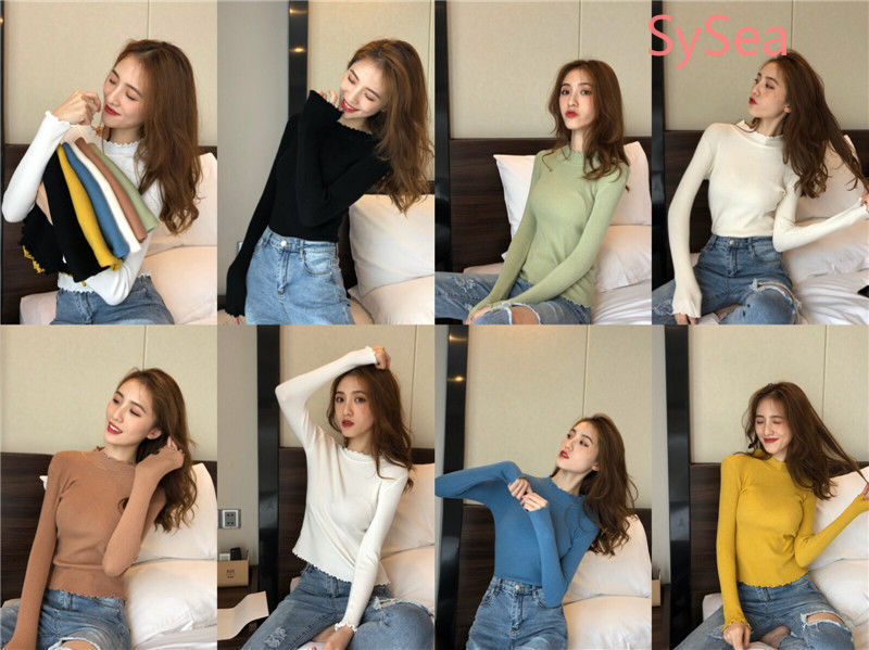 Áo Sweater Dệt Kim Tay Dài Thiết Kế Ôm Sát Tôn Dáng Dành Cho Nữ