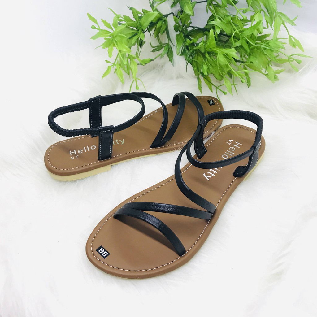 Giày Sandal Nữ đế bệt Đi Học Quai Thun Dễ Thương M1003