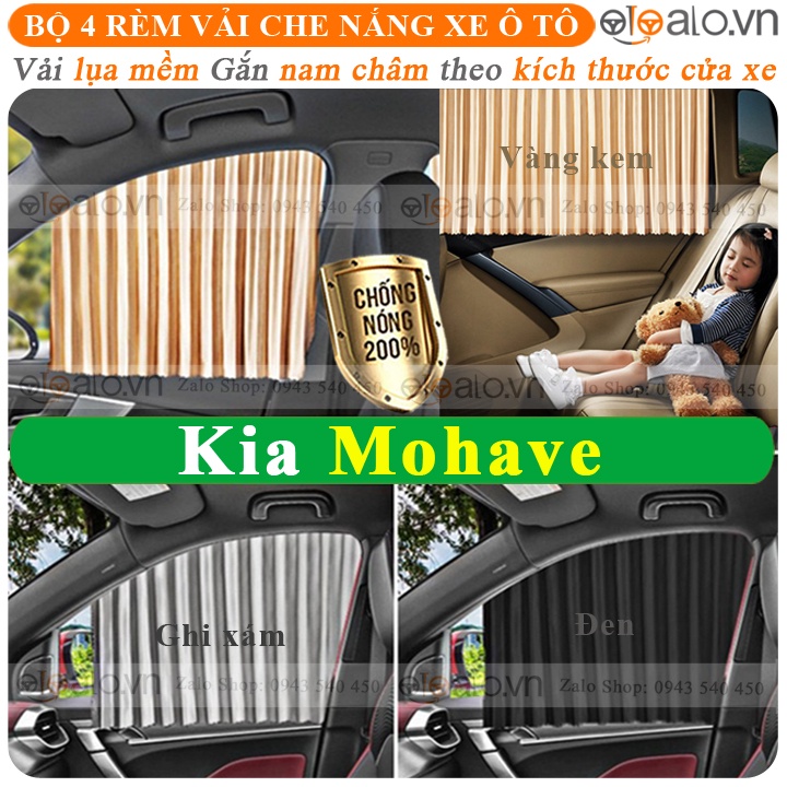 Rèm che nắng xe ô tô Kia Mohave Vải lụa cao cấp thanh ray gắn nam châm keo - OTOALO