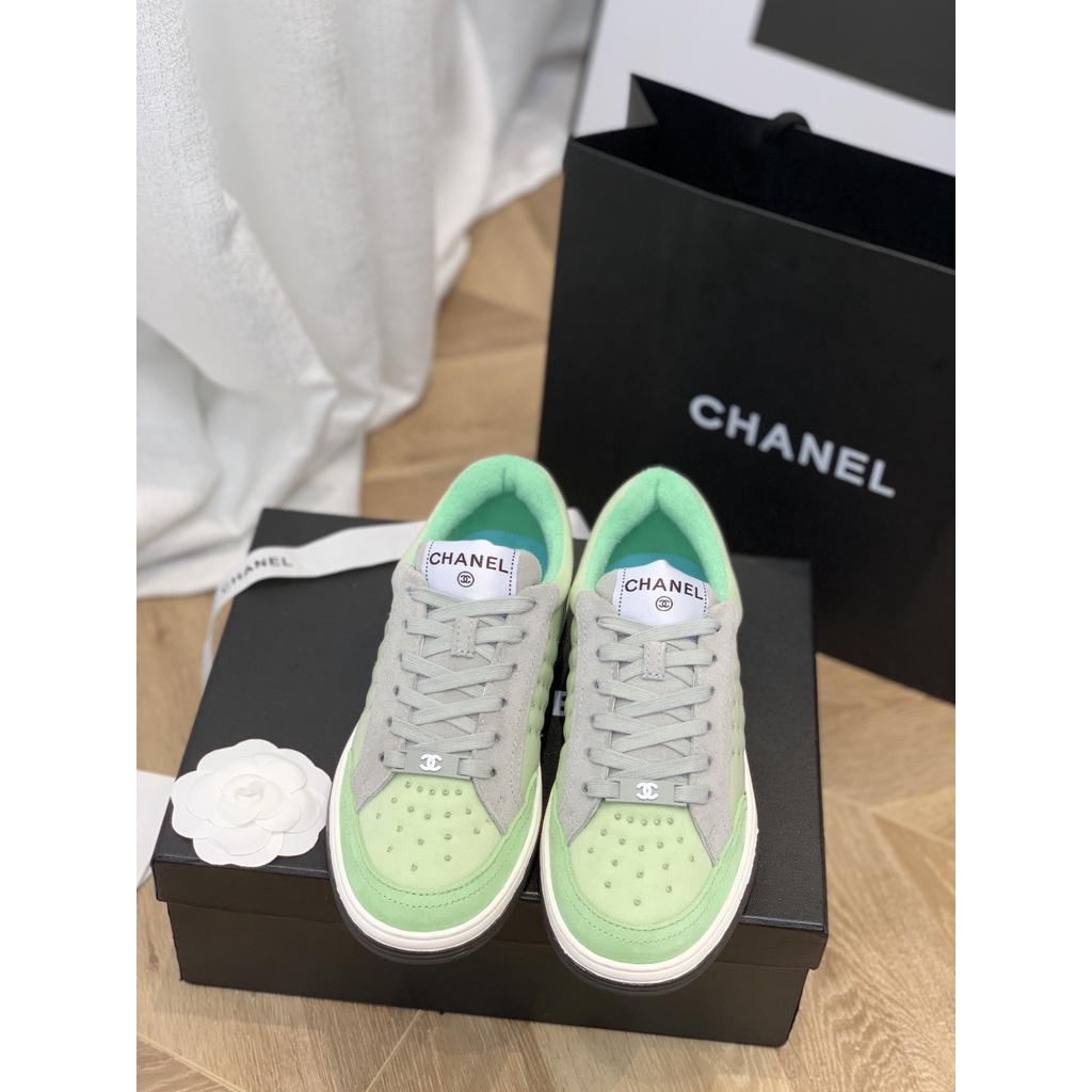 Giày sneaker nữ da thật thời trang cao cấp 𝘾𝙝𝙖𝙣𝙚𝙡 𝘾𝙝𝙖𝙣n𝙚𝙡 CN thiết kế da lộn, phong cách cá tính