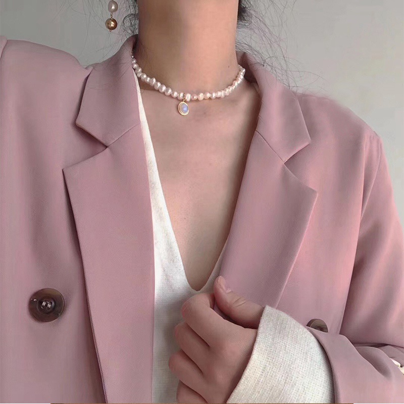 Vòng Cổ Choker Đính Ngọc Trai Nhân Tạo Phong Cách Nhật Bản