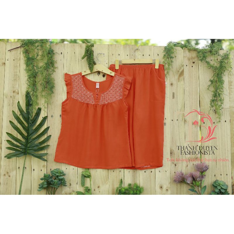 Bộ Tole màu thun thêu 2 con đỉa, tay cánh tiên dịu dàng - 2410CTL | BigBuy360 - bigbuy360.vn