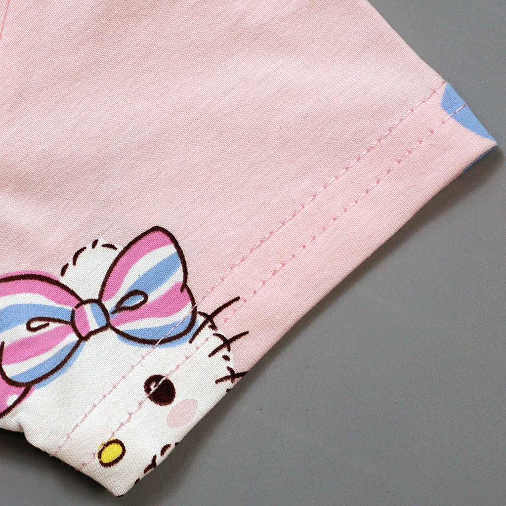 Bộ Quần Áo Trẻ Em Mùa Hè Họa Tiết hello kitty Trắng màu hồng chất liệu cotton cho bé gái