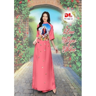Vải may áo dài in hình Đức Mẹ