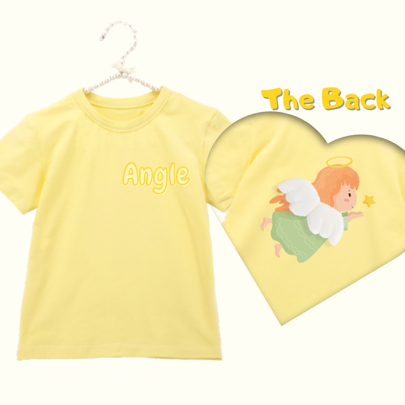 Áo Thun Cotton Mỏng Co Giãn In Hoạt Hình Đôi Cánh 3D Màu Kẹo Thời Trang Cho Bé Gái