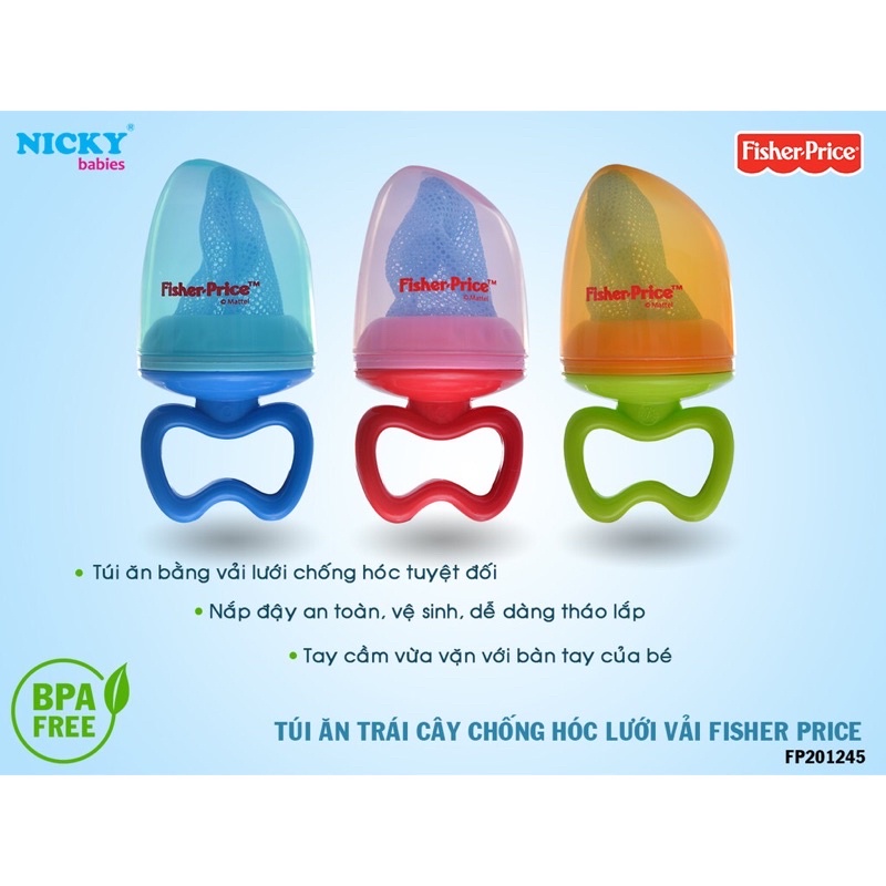 Túi ăn dặm chống hóc, lưới vải Fisher Price Thái Lan - FP201245 upass