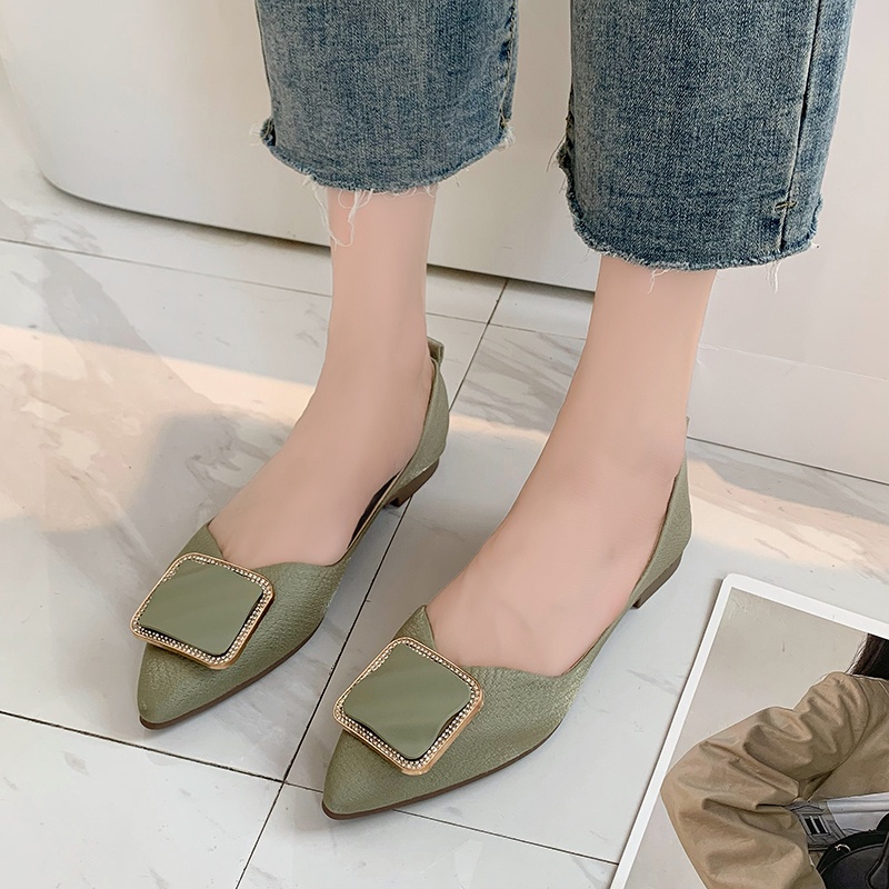 Giày búp bê mũi nhọn màu sắc đơn giản phong cách Hàn Quốc cho nữ