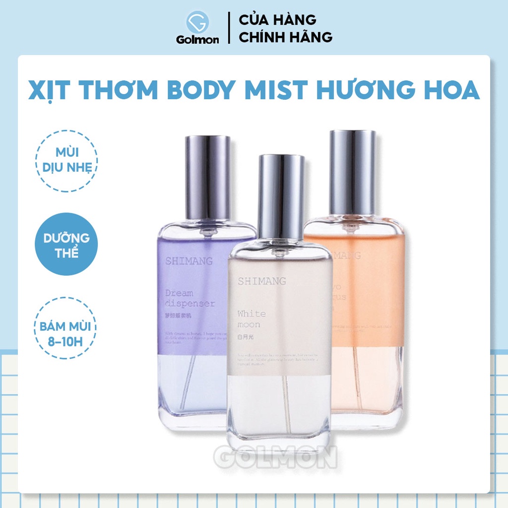 Xịt thơm toàn thân nước hoa body Shimang 50ml xịt khử mùi Body Mist chính hãng nội địa Golmon