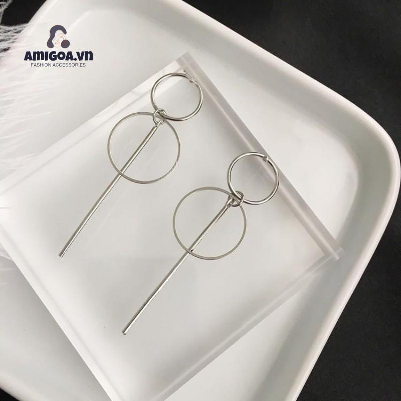 Bông Tai Tròn Dáng Dài Thiết Kế Đơn Giản Thời Trang