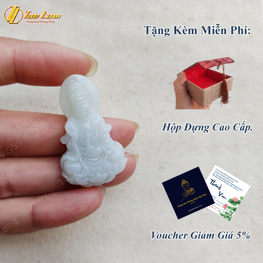 Dây chuyền phật quan âm bồ tát bạch ngoc hợp mệnh mang lại bình an, may mắn - Tuệ Lâm