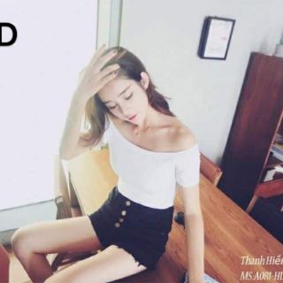 Áo lệch vai len gân
