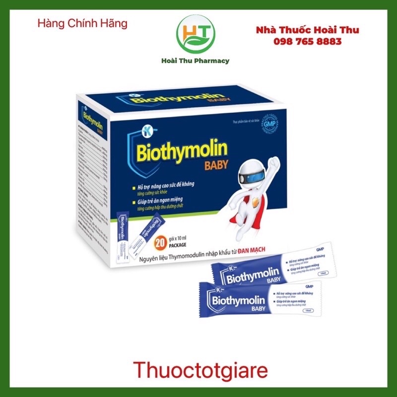 Biothymolin Baby - Hỗ trợ tăng miễn dịch, tăng đề kháng,giúp bé ăn ngon miệng ( Hộp 20 gói * 10ml )