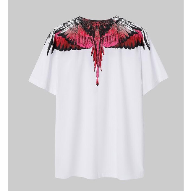 Áo Thun Cotton Đen Tay Ngắn In Hình Đôi Cánh Màu Gradient Thời Trang