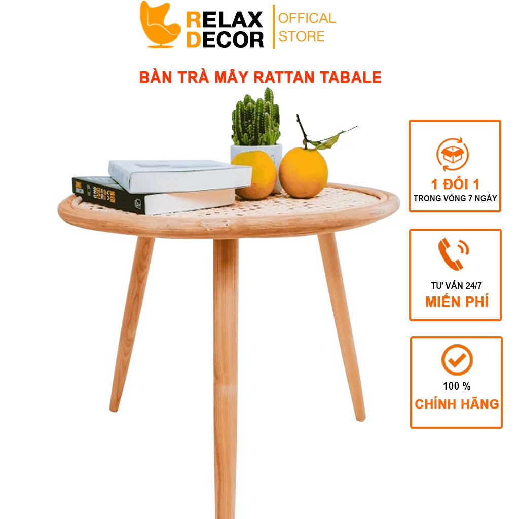 Bàn Trà Mây Mắt Cáo RelaxDecor Trang Trí Nhà Cửa Cafe Home Stay Kiểu Dáng Vitage