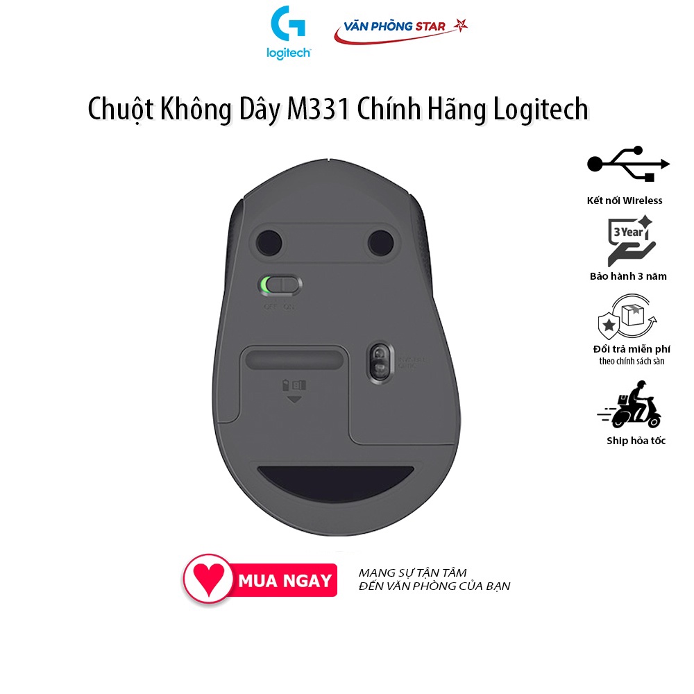 Chuột LOGITECH M331 Silent plus cảm biến laser pin AA tuổi thọ 24 tháng bảo hành 3 năm tại VANPHONGSTAR