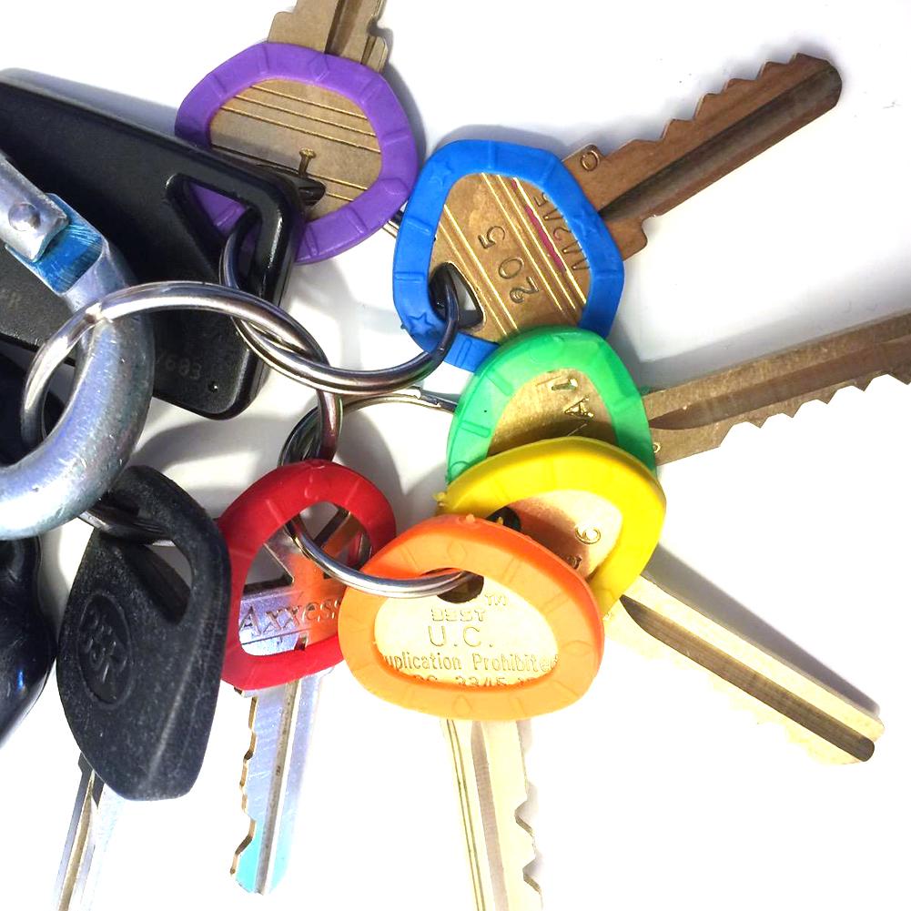 20/24/32pcs Elastic Round Hollow Multi Colors Identifier Keyrings Bicycle Motorcycle Silicone Key Identification Cap