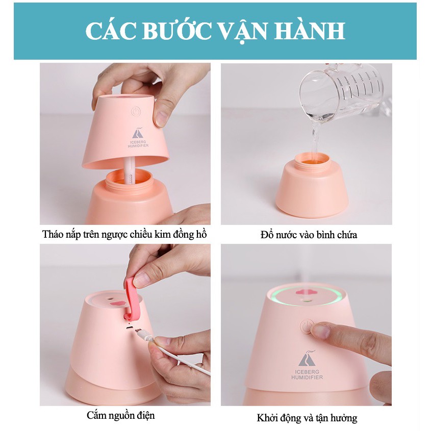 [BH 1 ĐỔI 1] Máy Phun Sương Làm Ẩm Chính Hãng Cao Cấp ICEBERG HUMIDIFIER (Tặng tinh dầu)