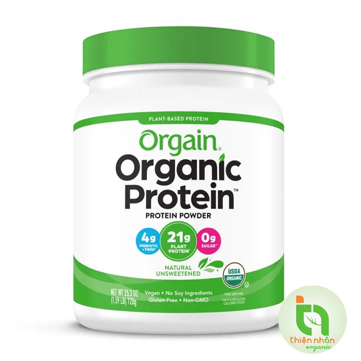Đạm thực vật hữu cơ không chất làm ngọt Orgain 720g Natural Unsweetened Organic Plant Protein