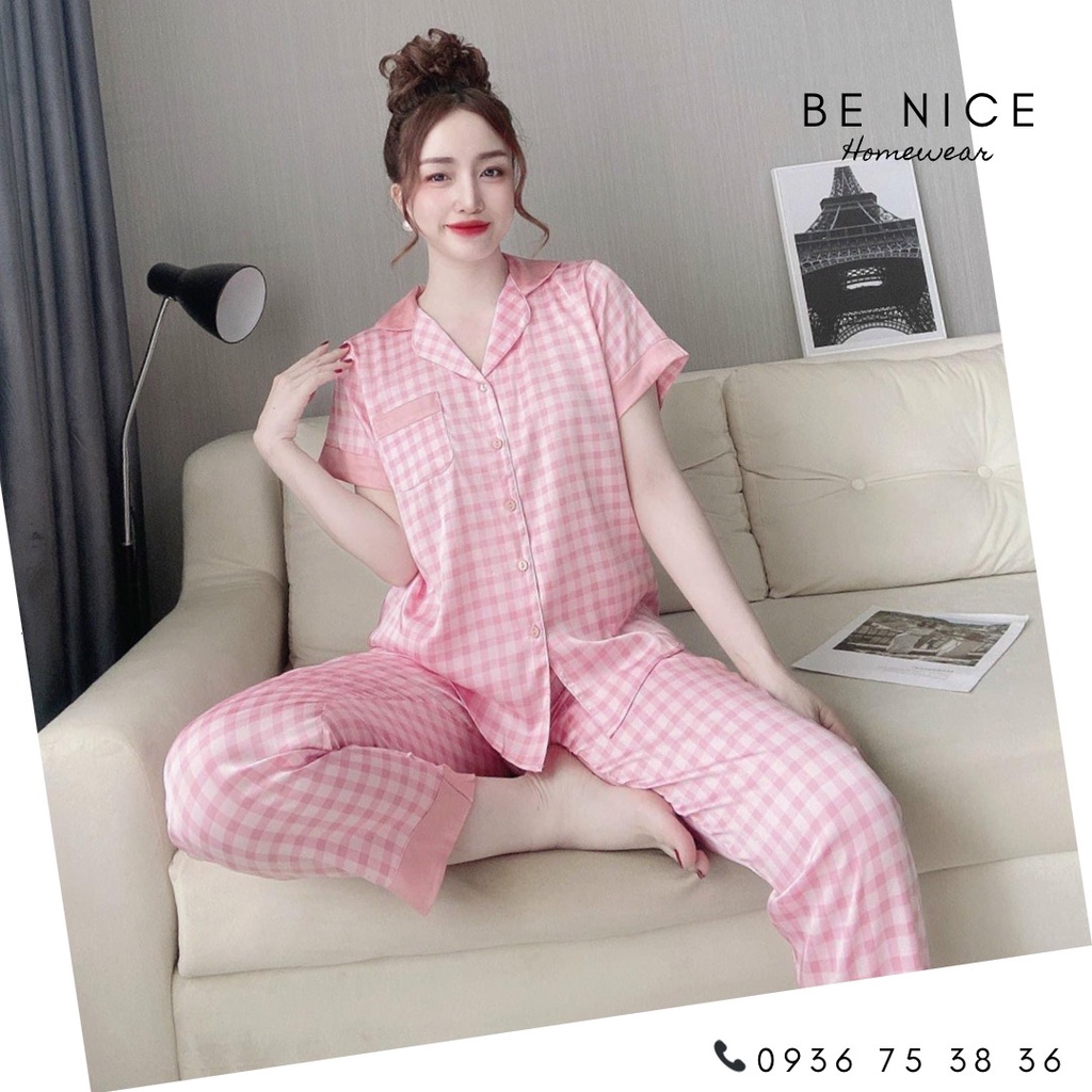 Set pijama lụa tay ngắn quần dài nhiều họa tiết cho nàng nhà Be Nice Homewear