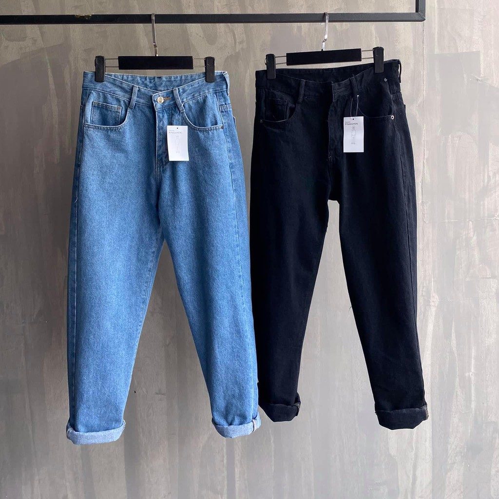 Baggy Jeans Xanh và Đen Nam Nữ Cao Cấp Hàn Quốc | BigBuy360 - bigbuy360.vn
