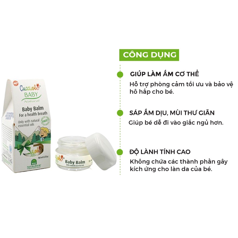 Sáp giữ ấm baby cucciolo balm, bảo vệ hô hấp, giảm ho, sổ mũi - ảnh sản phẩm 2