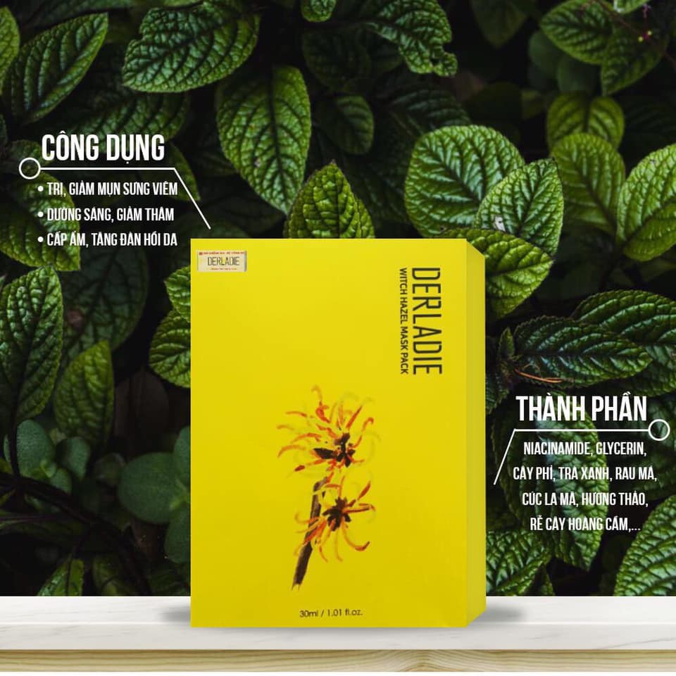 Mặt Nạ Dưỡng Sáng Da, Giảm Mụn Derladie Witch Hazel Mask Pack 30ml