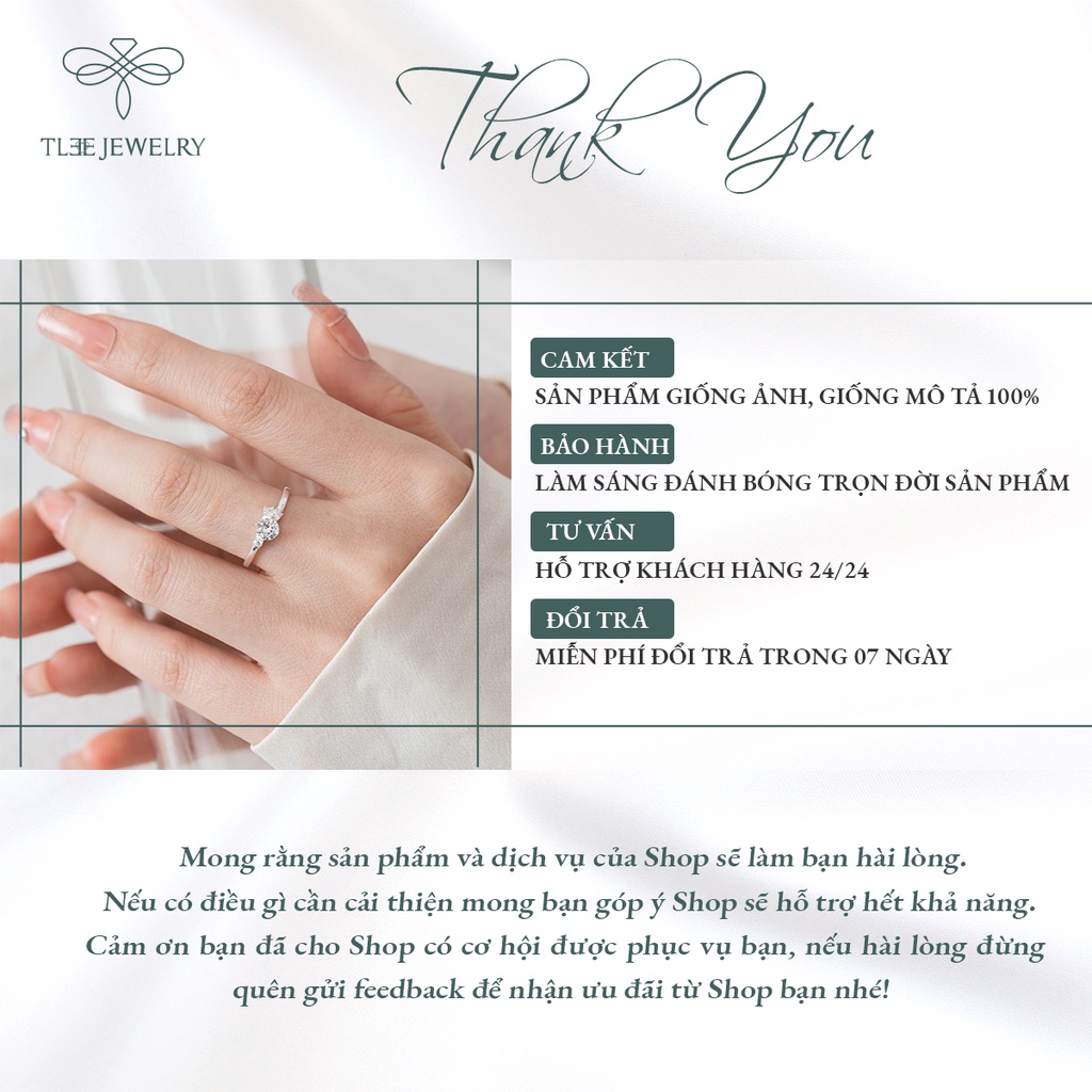 Nhẫn bạc nữ TLEE đính đá chùm 3 viên cách điệu nữ tính NCJ A0209