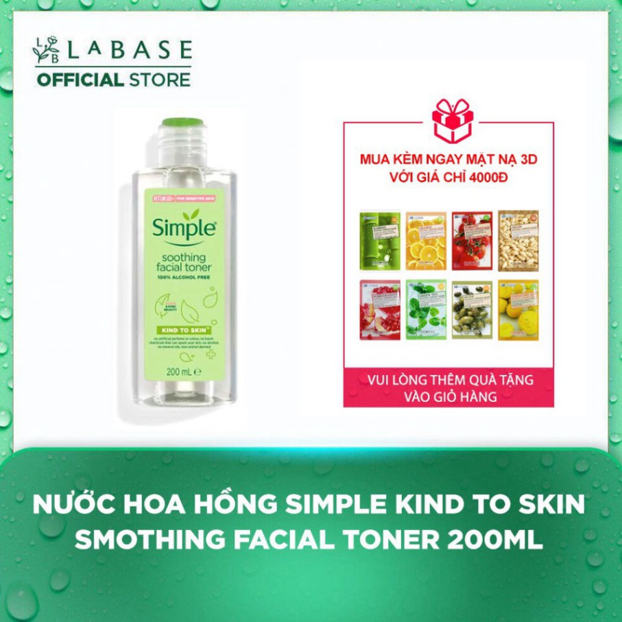 Nước Hoa Hồng Simple Kind to Skin Smothing Facial Toner 200ml [Mẫu 2020] XZ