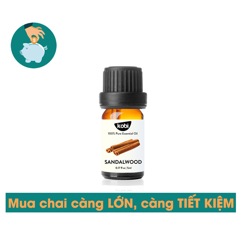 Tinh dầu Gỗ Đàn Hương Kobi Sandalwood essential oil giúp ngủ sâu giấc, hỗ trợ thiền định hiệu quả - 5ml