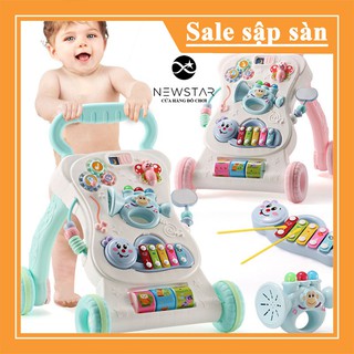 [HÀNG LOẠI 1] Xe tập đi chống vòng kiềng kèm bàn chơi phát nhạc nội địa Trung (2 trong 1) - kèm bình nước chống lật