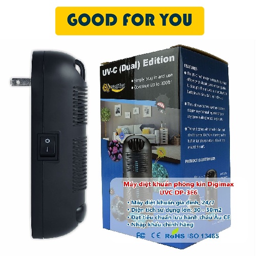 Máy diệt khuẩn phòng kín Digimax UV-C, 30-50m2, 24/7, 10.000hr, AC 220V - Hàng Chính Hãng - Good For You